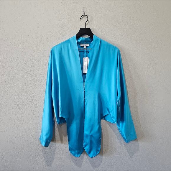 The Sei Long Sleeve Tie Front Blouse in Sky - Picture 3 of 11